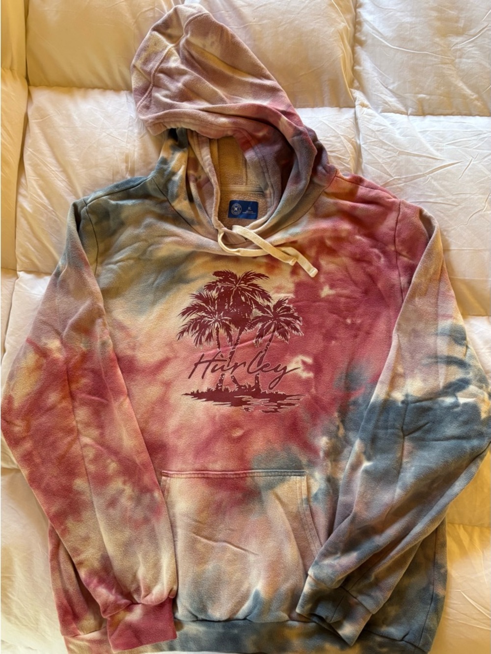 Hurley Multicolor Tie-Dye Hoodie with Palm Tree Graphic